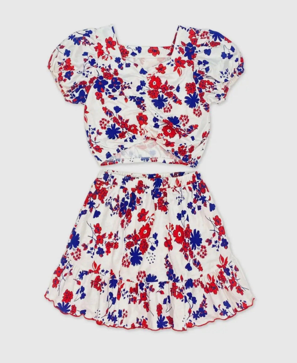 Toddler 2 Pc Skirt Set with Puff Sleeve - Adorable Style for Your Little One