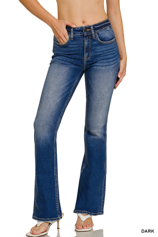 ZENANA DARK WASH BOOTCUT DENIM PANTS