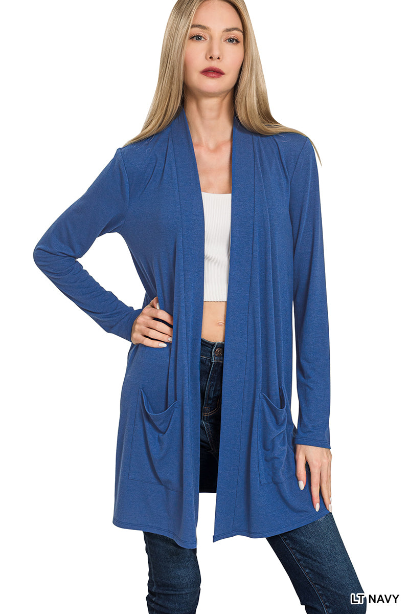 Open front cardigan with pockets