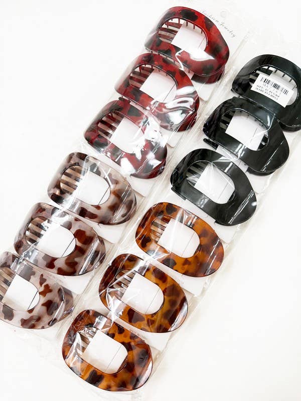 Leopard Combination of French Design Flat Hair Claw Clips