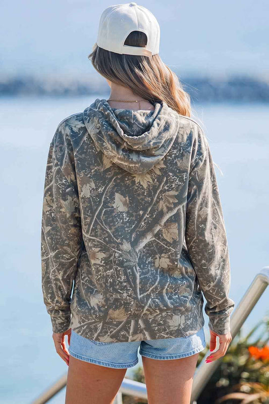 Retro Camouflage Jesus Loves You Print Relaxed Hoodie