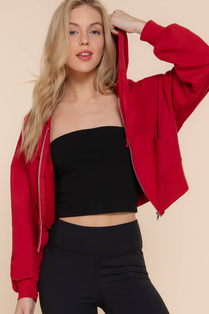 Long Sleeve Hoodie French Terry Zip Up Jacket