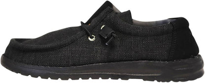 Norty Boys Black Lace Canvas Boat Shoes