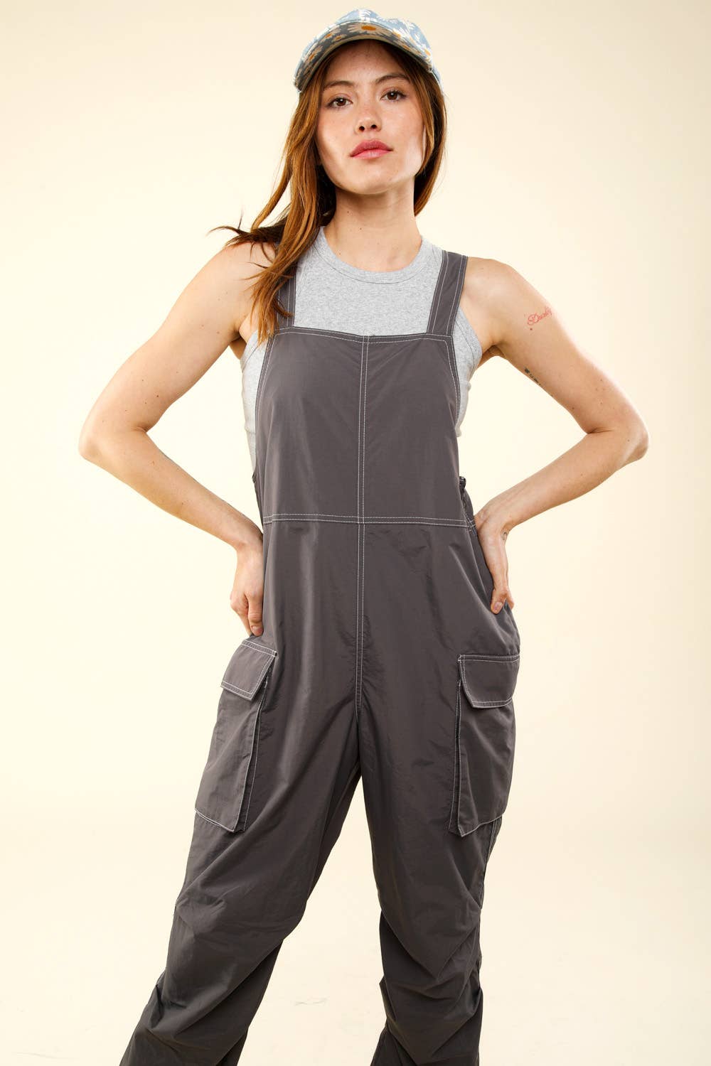 Cargo Jumpsuit: Casual Sleeveless Utility Fashion Statement