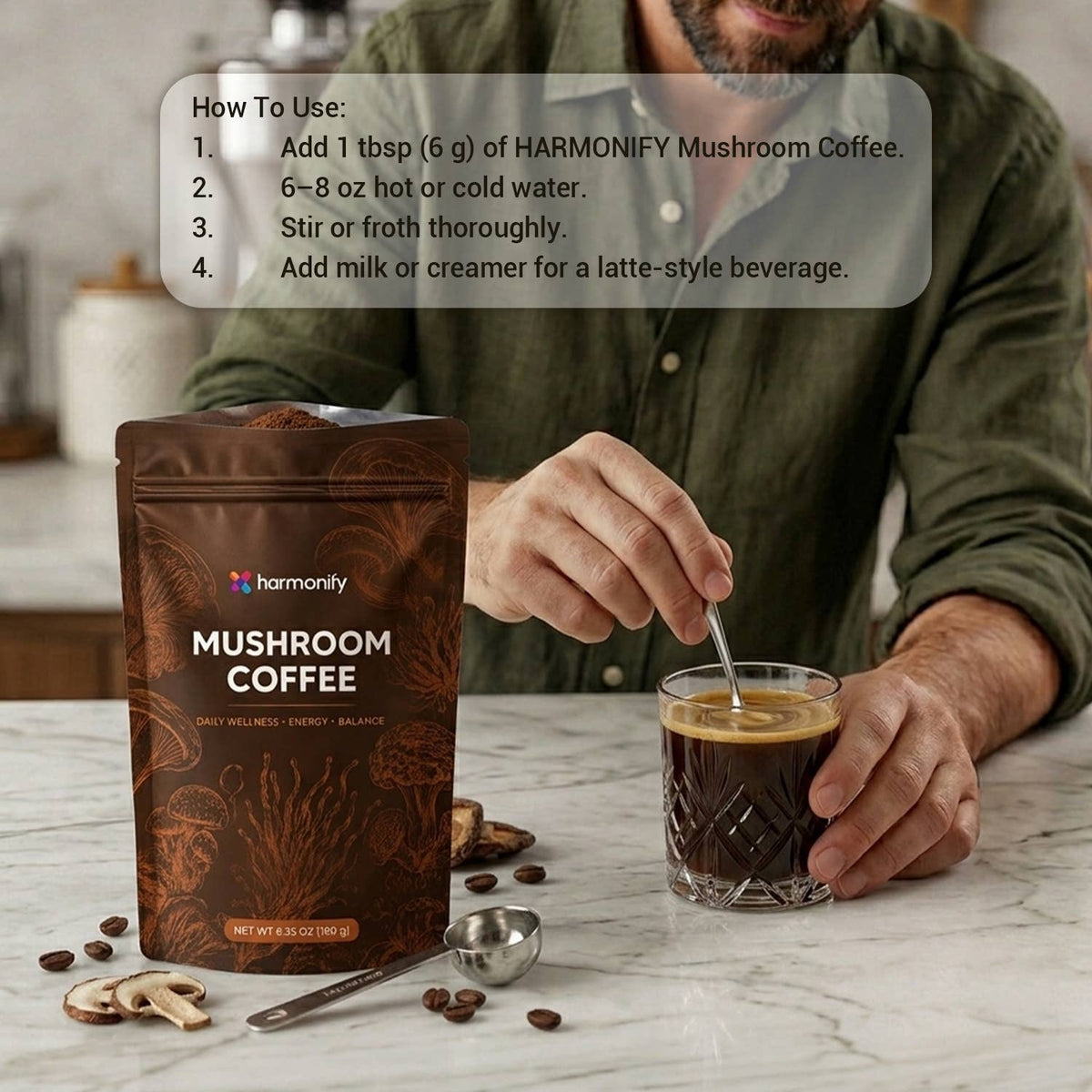 HARMONIFY Mushroom Coffee | 6-Mushroom Blend