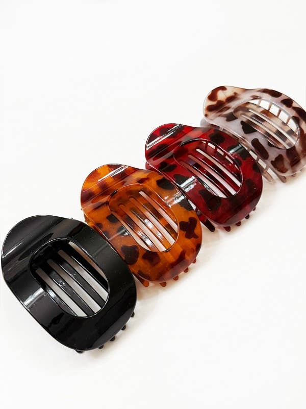 Leopard Combination of French Design Flat Hair Claw Clips