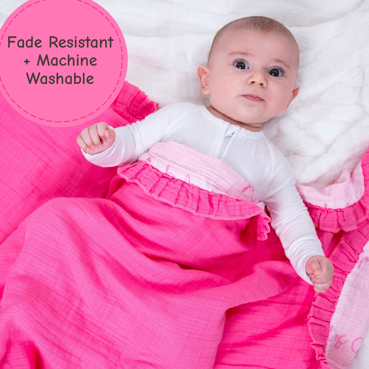 Musselin Steppdecke Baby & Kinder Rüschen-Decke Rosa Kind Gottes