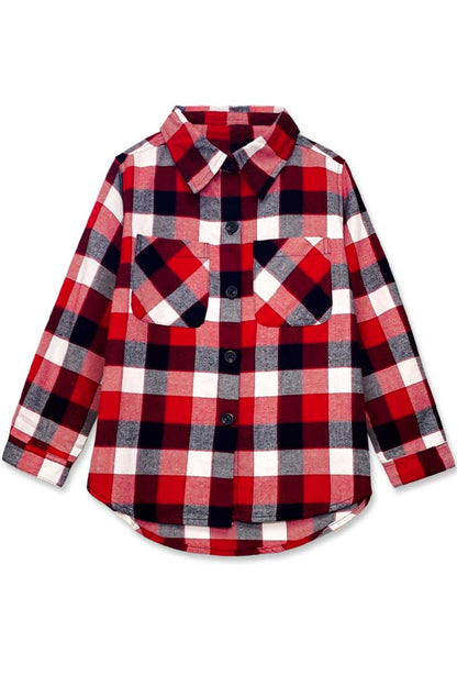 GKT-18008B-Q29 Mädchen Flanellhemd mit Karomuster und zwei Taschen