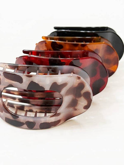 Leopard Combination of French Design Flat Hair Claw Clips