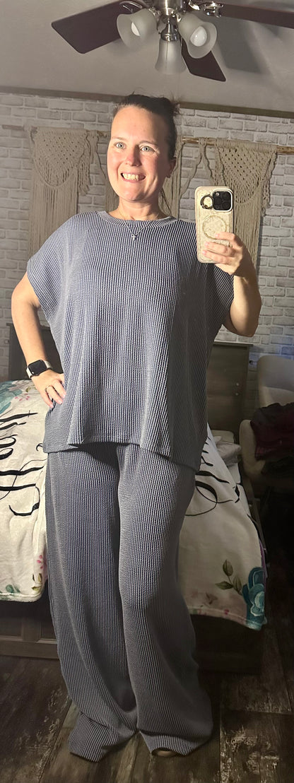 RAISED RIB RELAXED TOP & PANTS SET