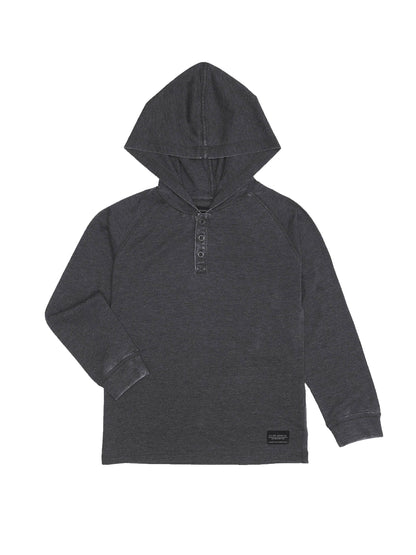 BOYS' ACID WASH HENLEY HOODIE