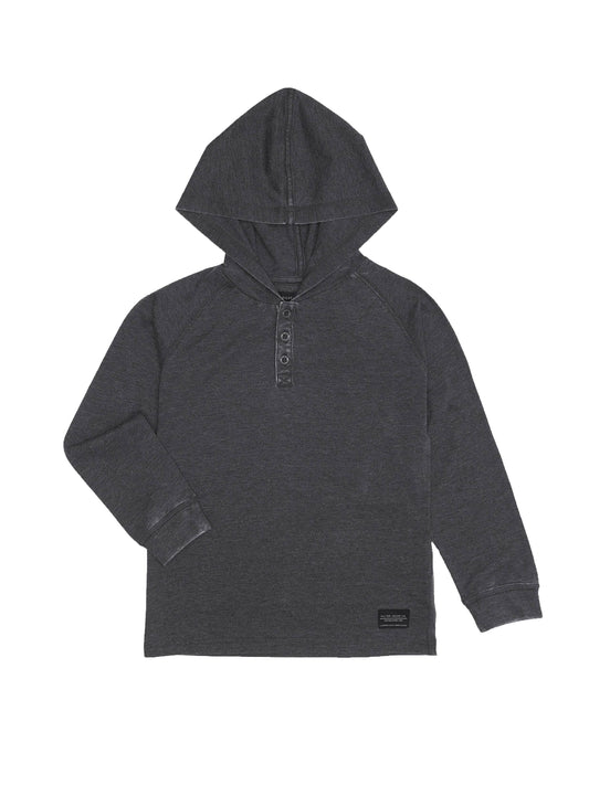 HENLEY-KAPUZENPULLOVER FÜR JUNGEN MIT SÄUREWASCHUNG