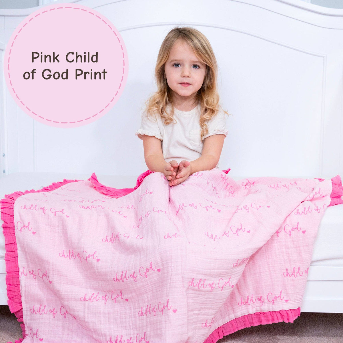 Musselin Steppdecke Baby & Kinder Rüschen-Decke Rosa Kind Gottes