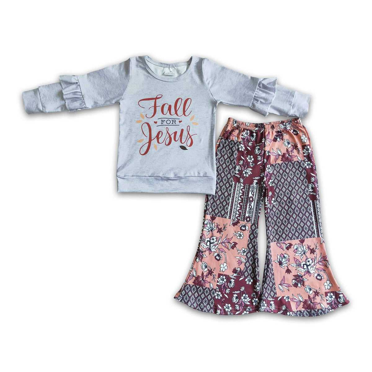 Fall for Jesus Shirt Patchwork Hose Mädchen Kleidung Set