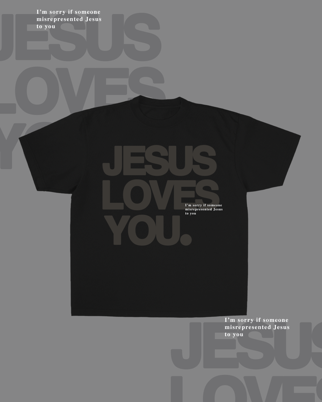 Monochrome "I'm Sorry" Crewneck T-Shirt – Jet Black