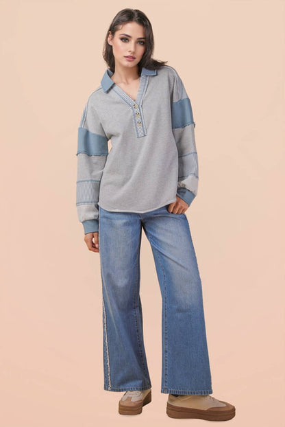 Color Block Oversized Casual Knit Top