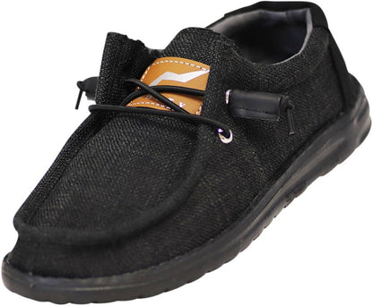 Norty Boys Black Lace Canvas Boat Shoes