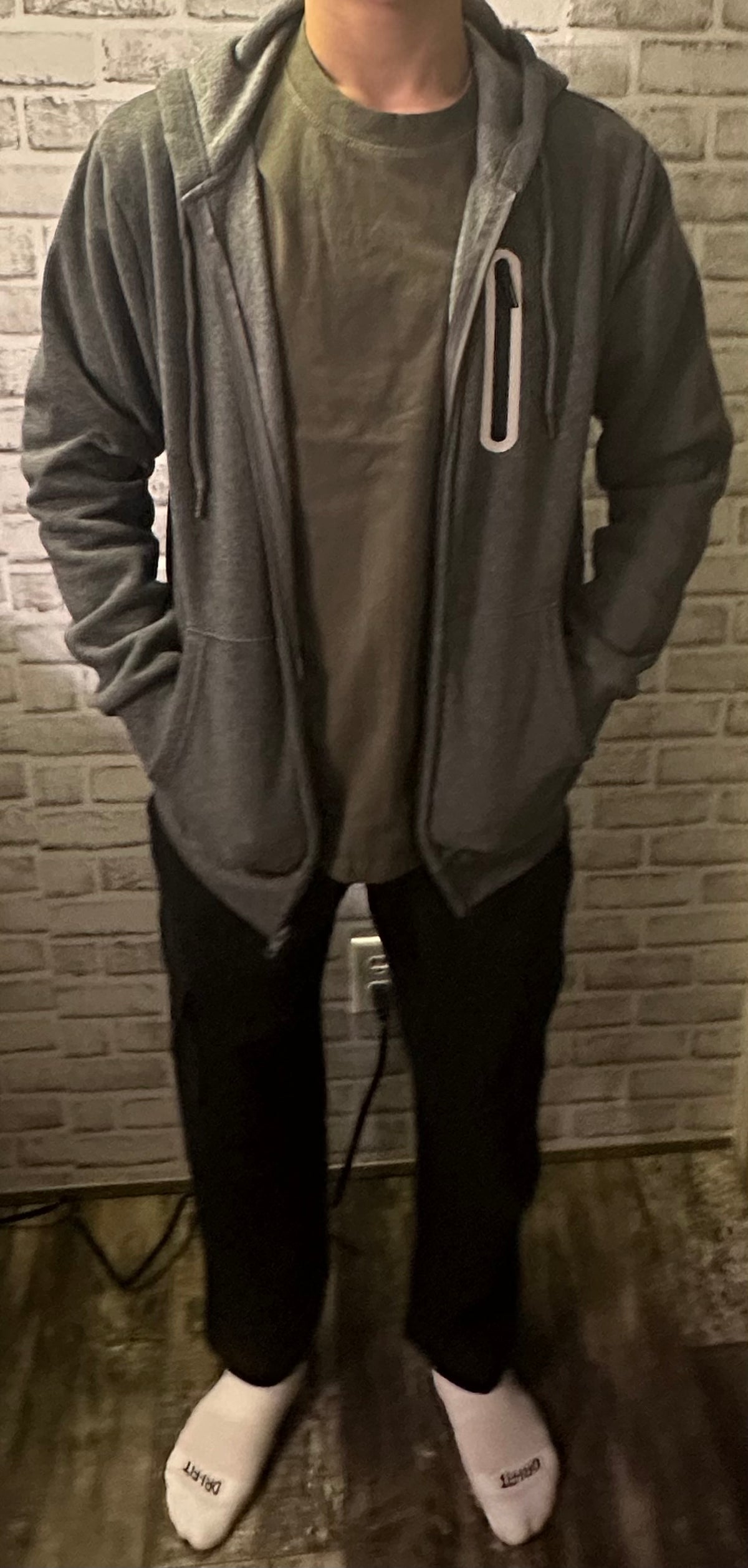 Men’s Fleece Lined Full Zip Hoodie W Reflective Zip Pocket