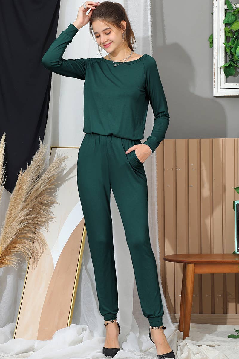 Neck Casual Jumpsuits Long Sleeve