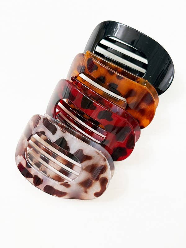 Leopard Combination of French Design Flat Hair Claw Clips