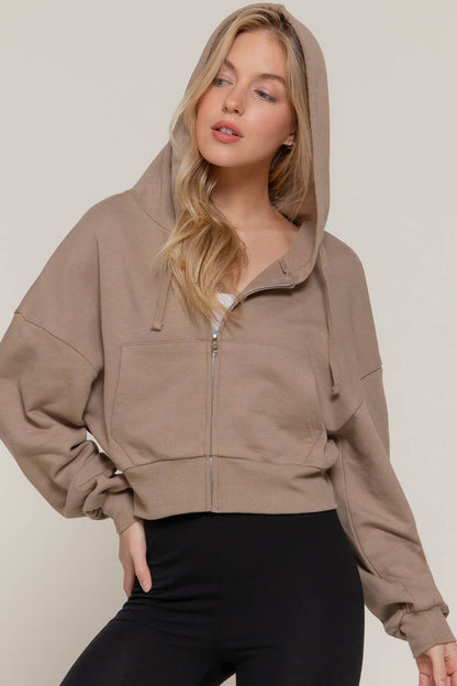 Long Sleeve Hoodie French Terry Zip Up Jacket