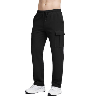 Pantalón deportivo cargo para hombre con forro polar y bajo abierto