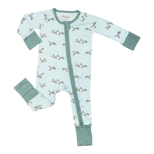 Bambus Baby Strampler mit Reißverschluss Mallard Ente
