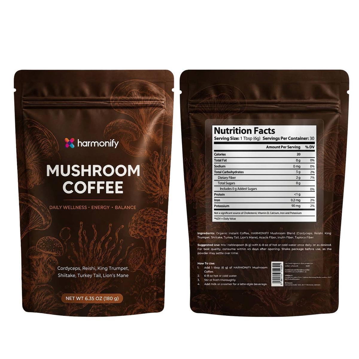 HARMONIFY Mushroom Coffee | 6-Mushroom Blend