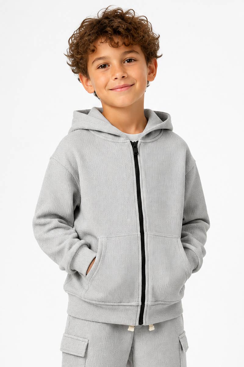NOKI Boys' Soft Waffle Knit Zip-Up Jacket & pants