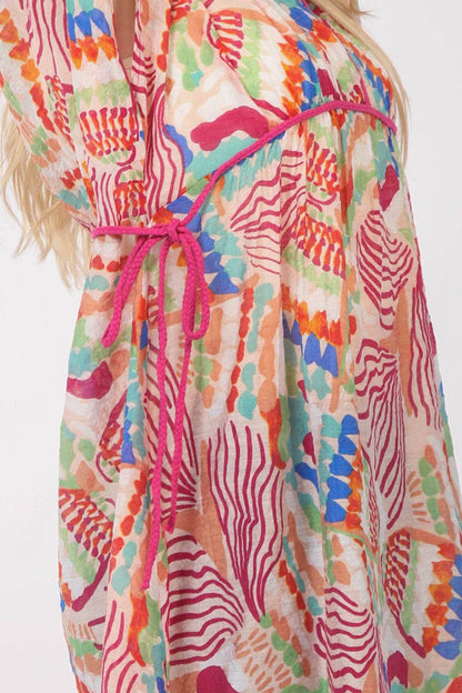 Multi Color Printed Coverup Mini Dress for Effortless Style