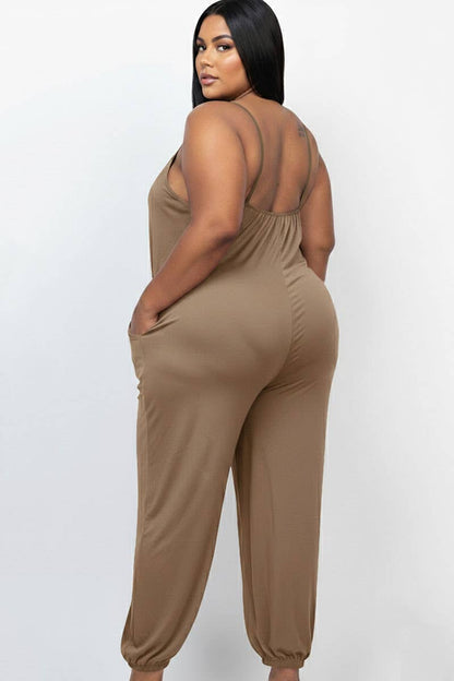 Plus Size Sleeveless Jogger Jumpsuit