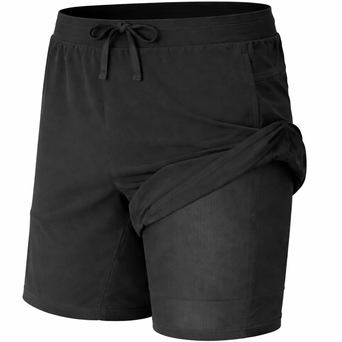 Men's 2 In 1 Stretch Quick Dry Gym Running Shorts W Liner