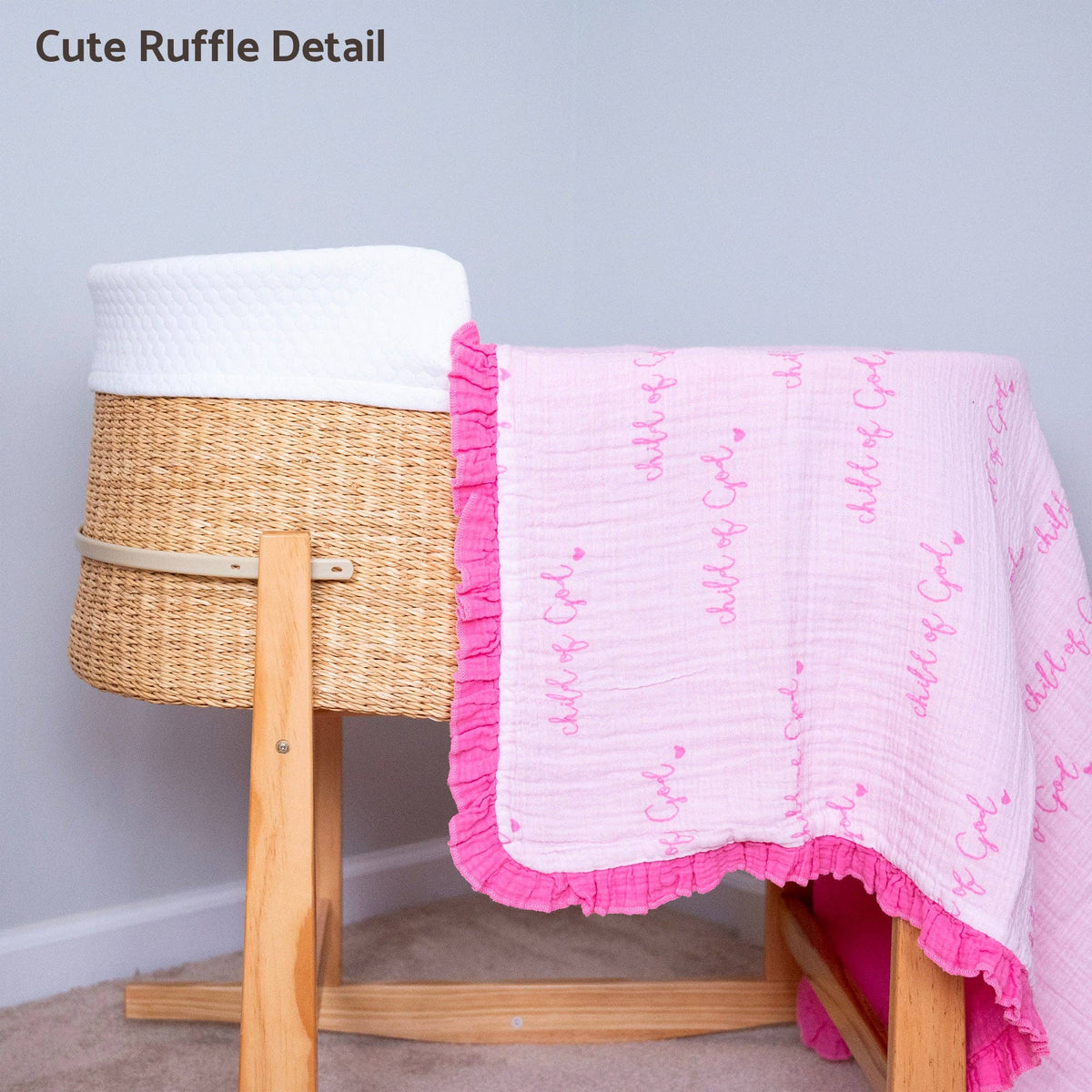 Musselin Steppdecke Baby & Kinder Rüschen-Decke Rosa Kind Gottes
