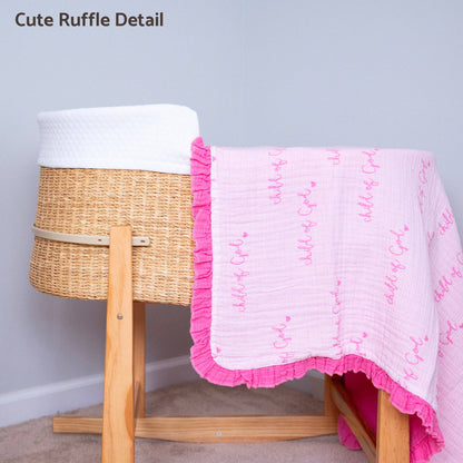 Musselin Steppdecke Baby & Kinder Rüschen-Decke Rosa Kind Gottes