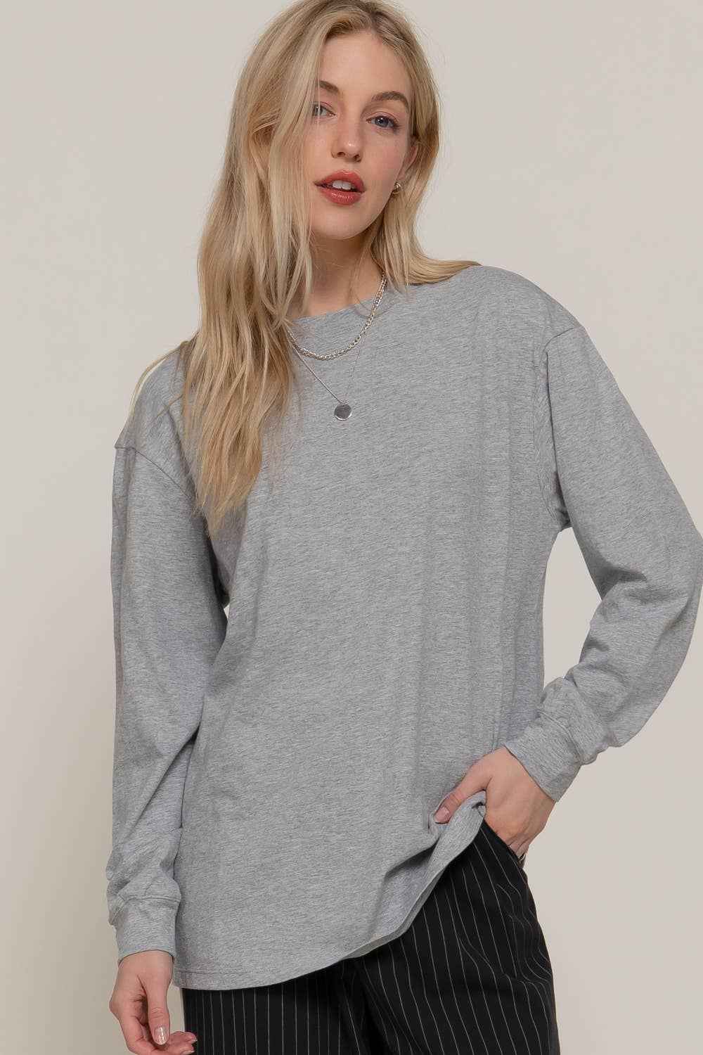 Long Sleeve Round Neck Cotton Tee
