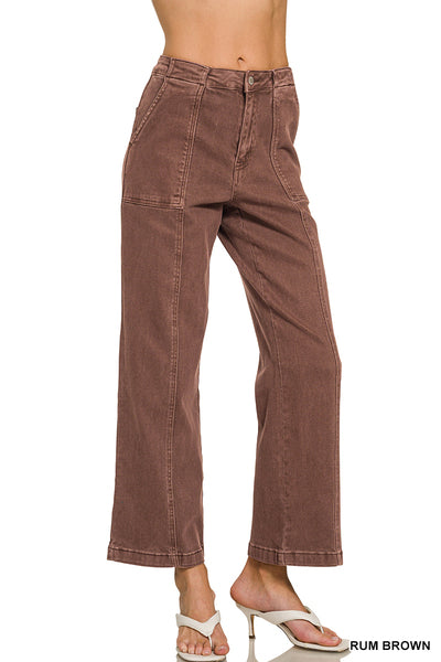 STRAIGHT LEG UTILITY POCKET COLOR DENIM PANTS