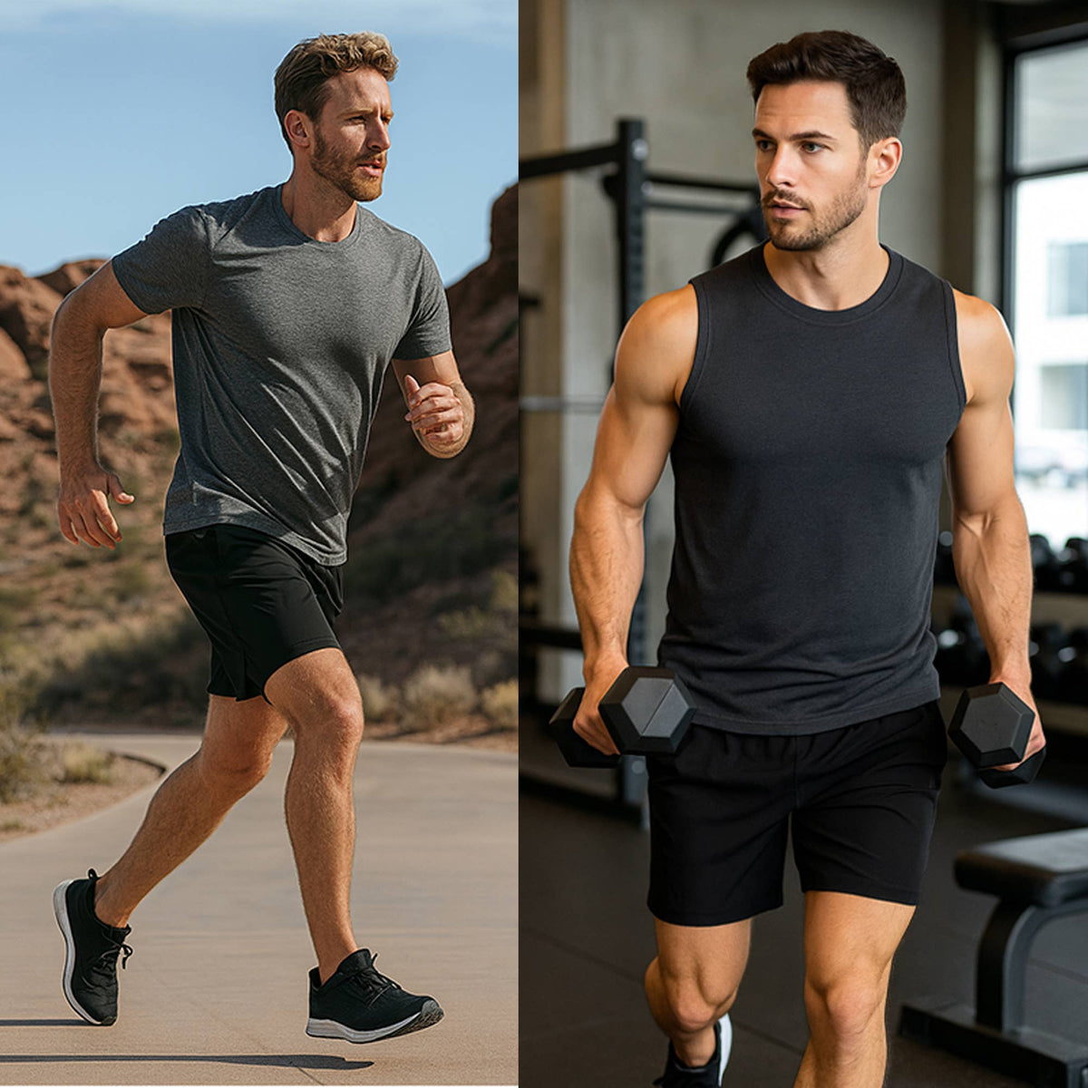 Men's 2 In 1 Stretch Quick Dry Gym Running Shorts W Liner