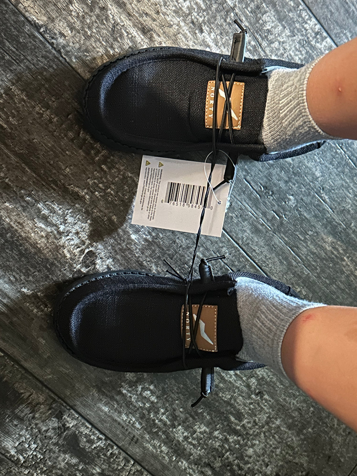 Norty Boys Black Lace Canvas Boat Shoes