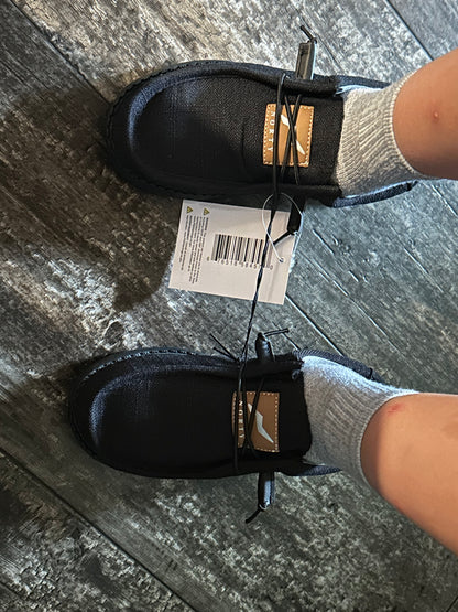 Norty Boys Black Lace Canvas Boat Shoes