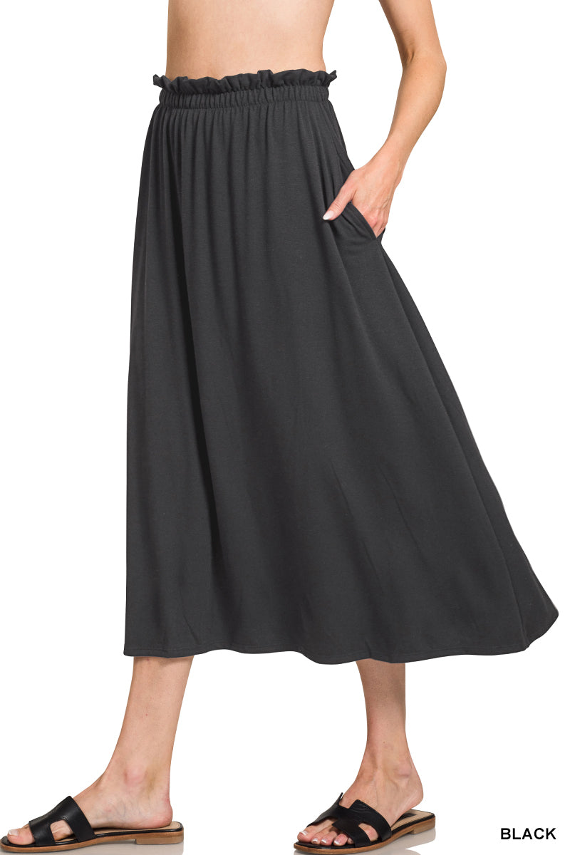 PAPERBAG WAIST MIDI SKIRT WITH POCKETS