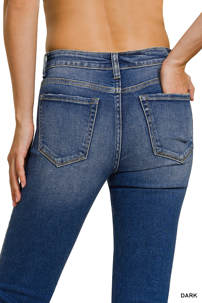 ZENANA DARK WASH BOOTCUT DENIM PANTS