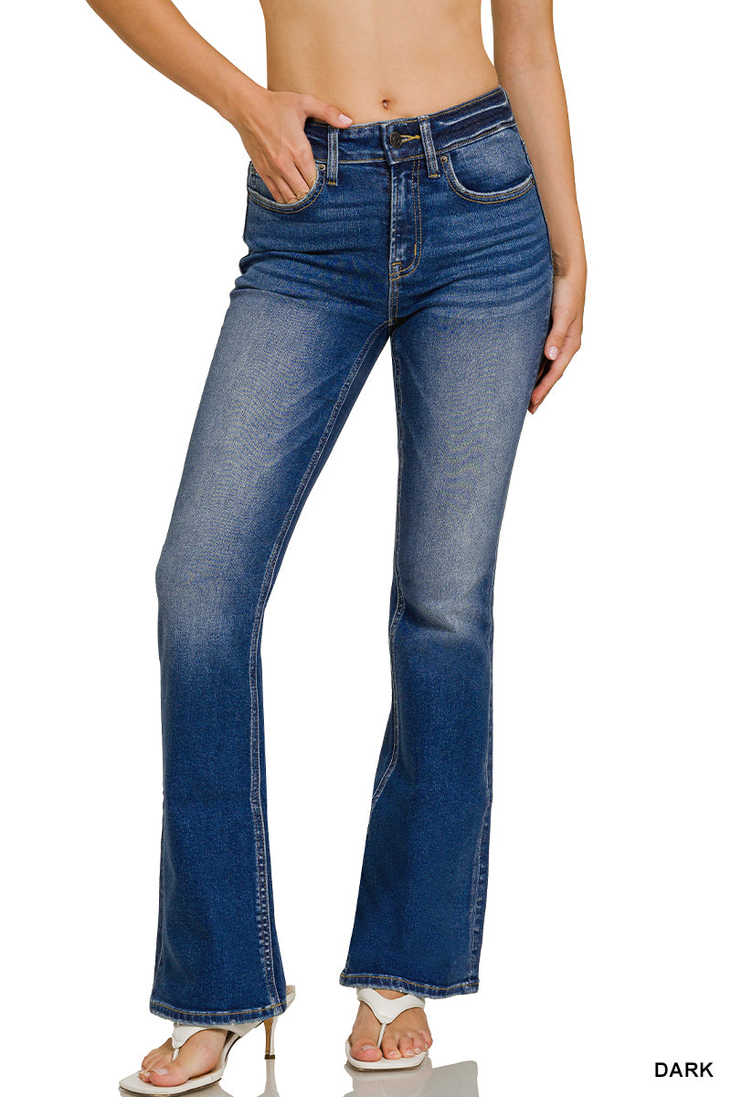 ZENANA DARK WASH BOOTCUT DENIM PANTS