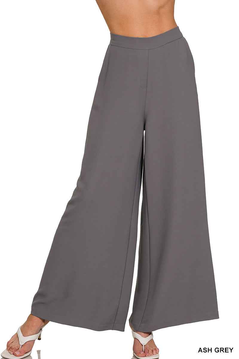 RELAXED FIT ELASTIC WAISTED WIDE LEG PANTS