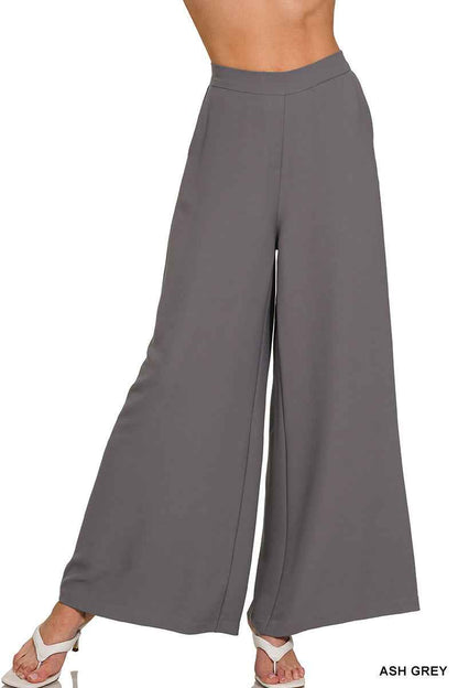 RELAXED FIT ELASTIC WAISTED WIDE LEG PANTS