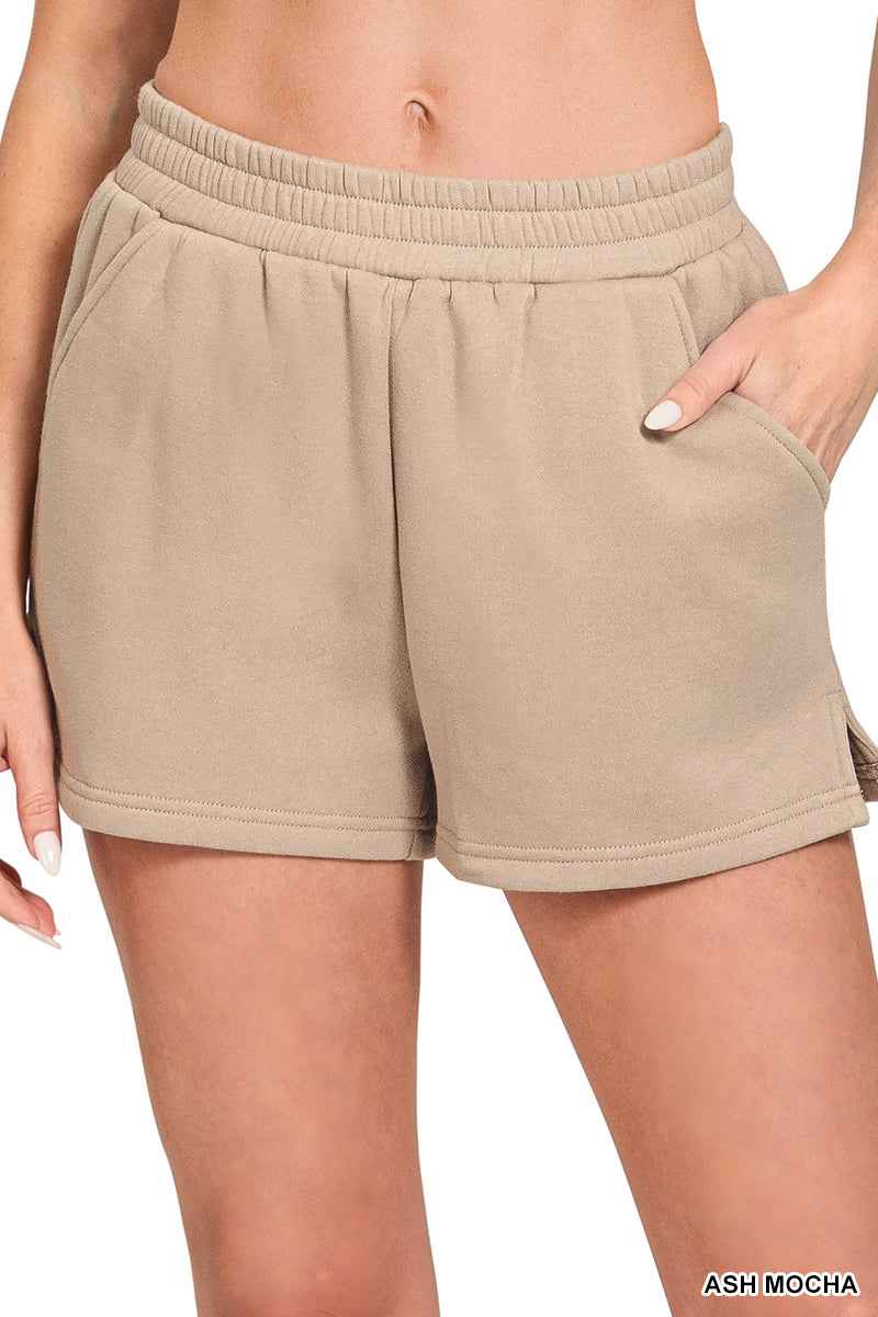 FLEECE ROUND NECK PULLOVER & SHORTS SET