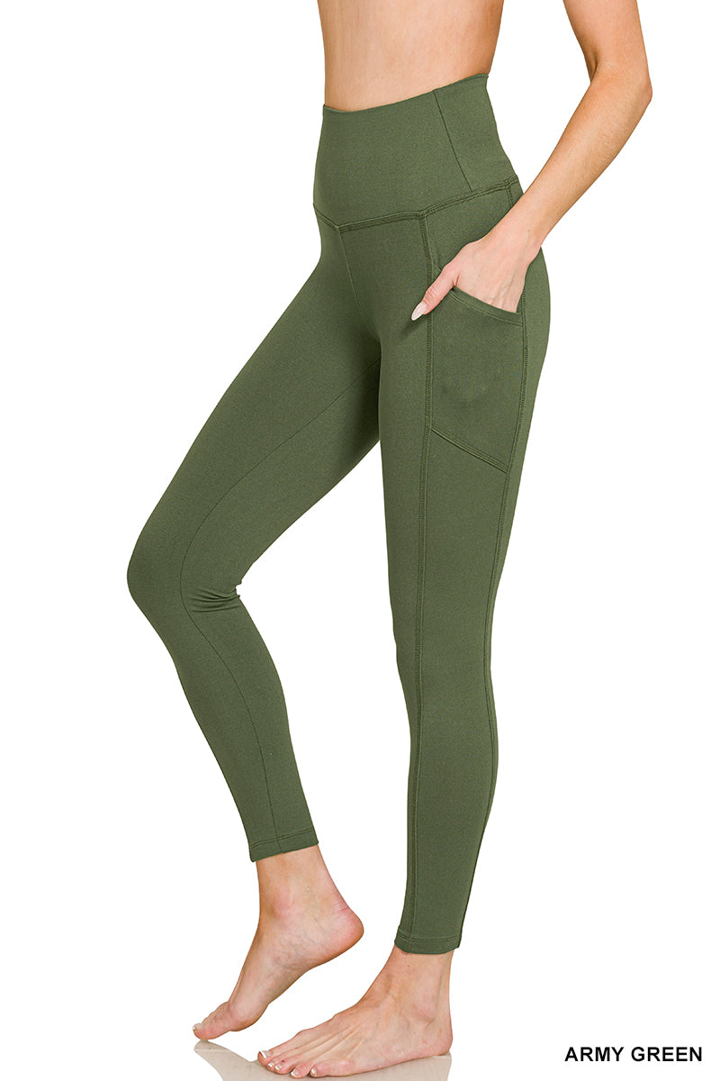BRUSHED DTY MICROFIBER FULL LENGTH LEGGINGS with pocket