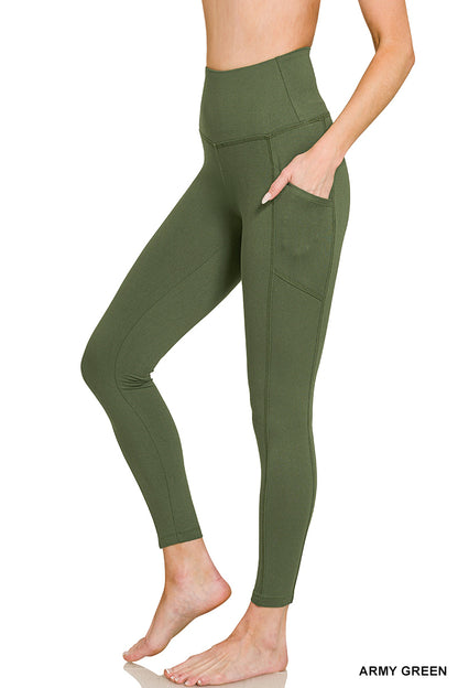 BRUSHED DTY MICROFIBER FULL LENGTH LEGGINGS with pocket