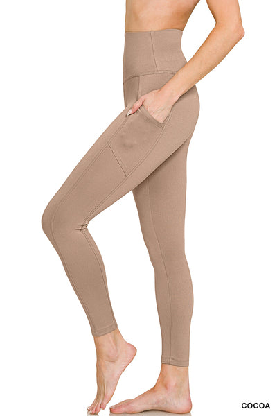 BRUSHED DTY MICROFIBER FULL LENGTH LEGGINGS with pocket