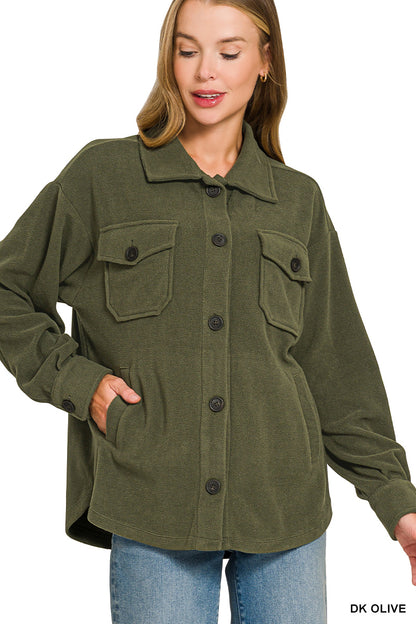 Oversized fleece shacket