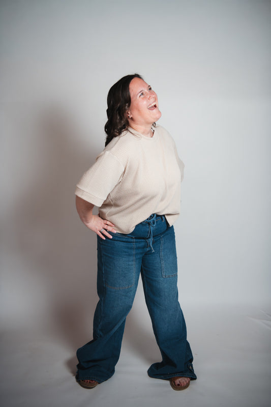 Wide Leg Washed Denim Jean - Effortless Style and Comfort